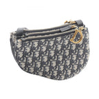 Dior Shoulder Bag White Navy Canvas Leather Blue Oblique — view 2