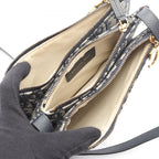 Dior Shoulder Bag White Navy Canvas Leather Blue Oblique — view 3