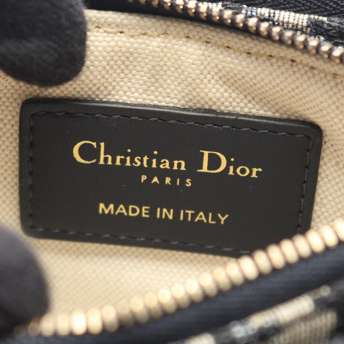 Dior Shoulder Bag White Navy Canvas Leather Blue Oblique — view 4