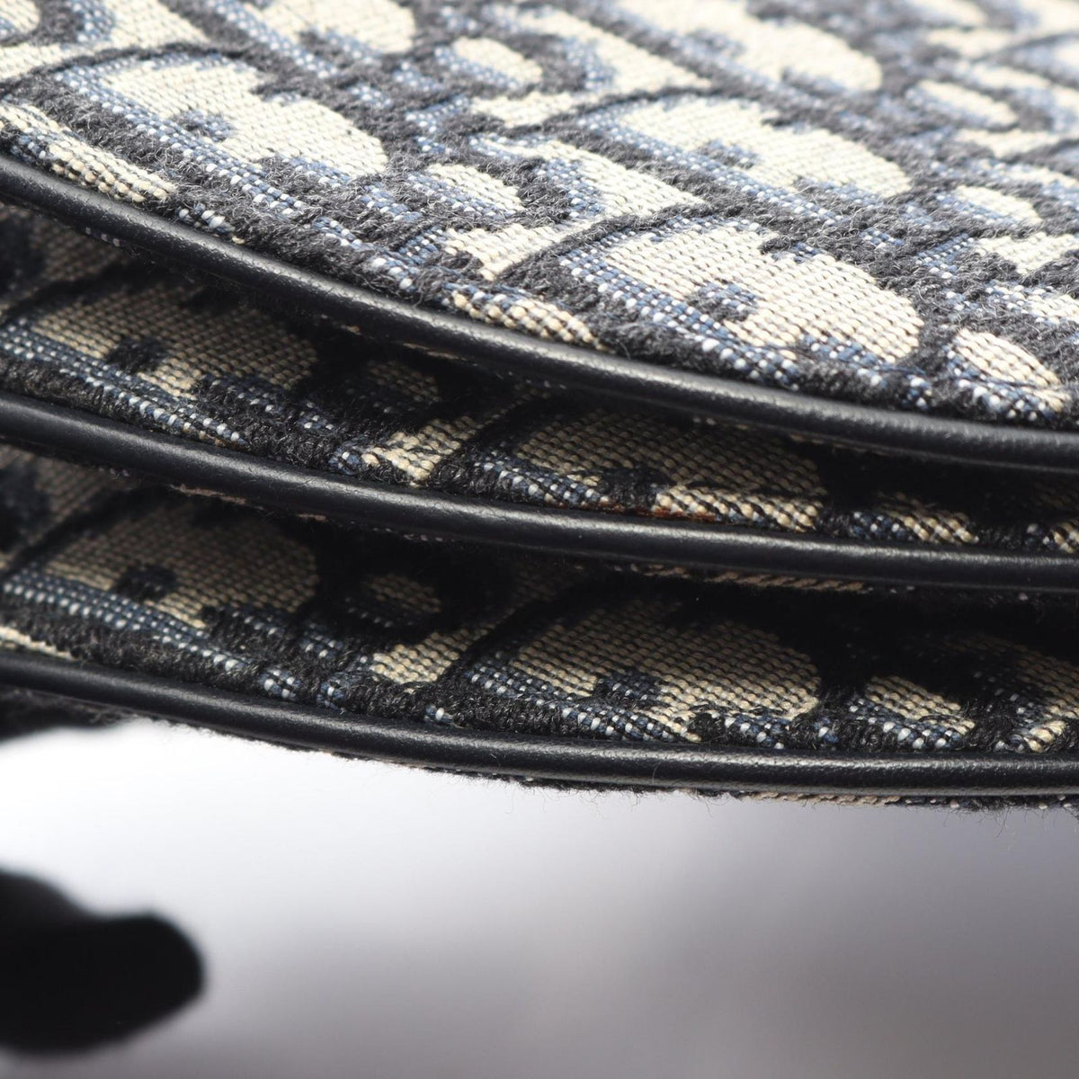 Dior Shoulder Bag White Navy Canvas Leather Blue Oblique — view 7