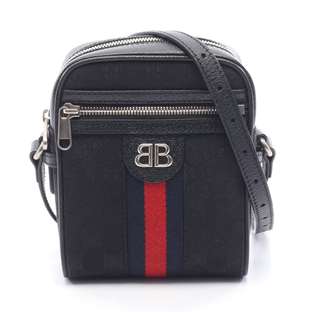 Gucci Shoulder Bag Hacker Project Black Canvas Leather