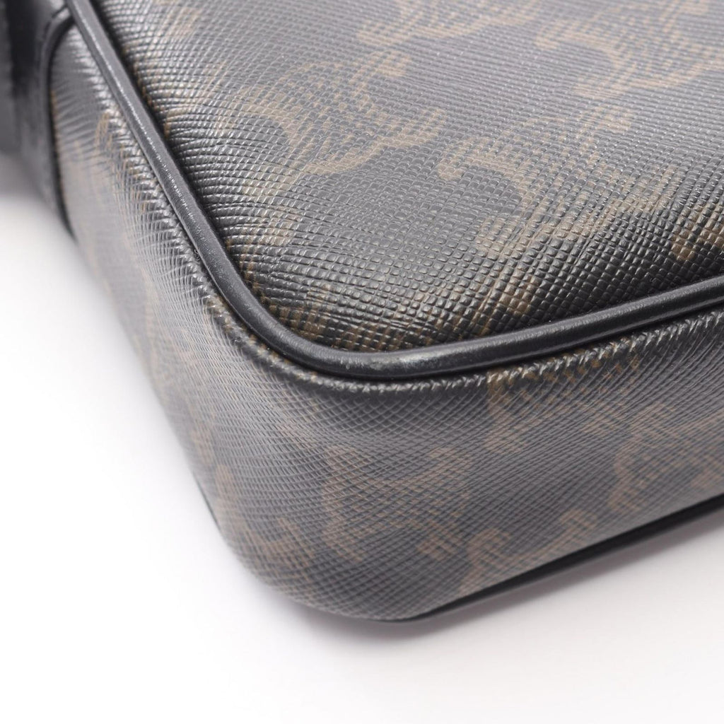 Celine Seri Shoulder Bag Triomphe Black Coating Ting Canvas Leather — view 9