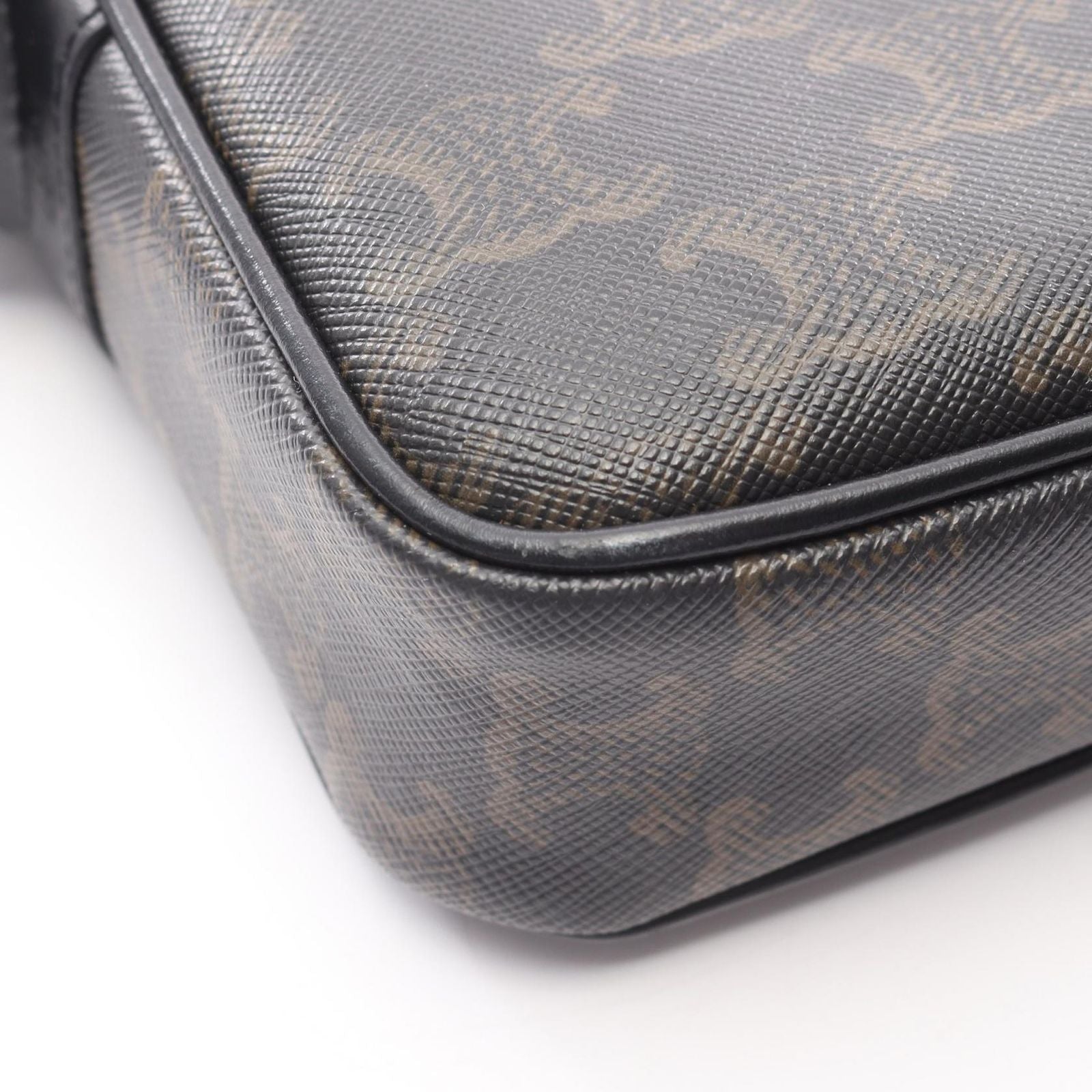 Celine Seri Shoulder Bag Triomphe Black Coating Ting Canvas Leather — view 9
