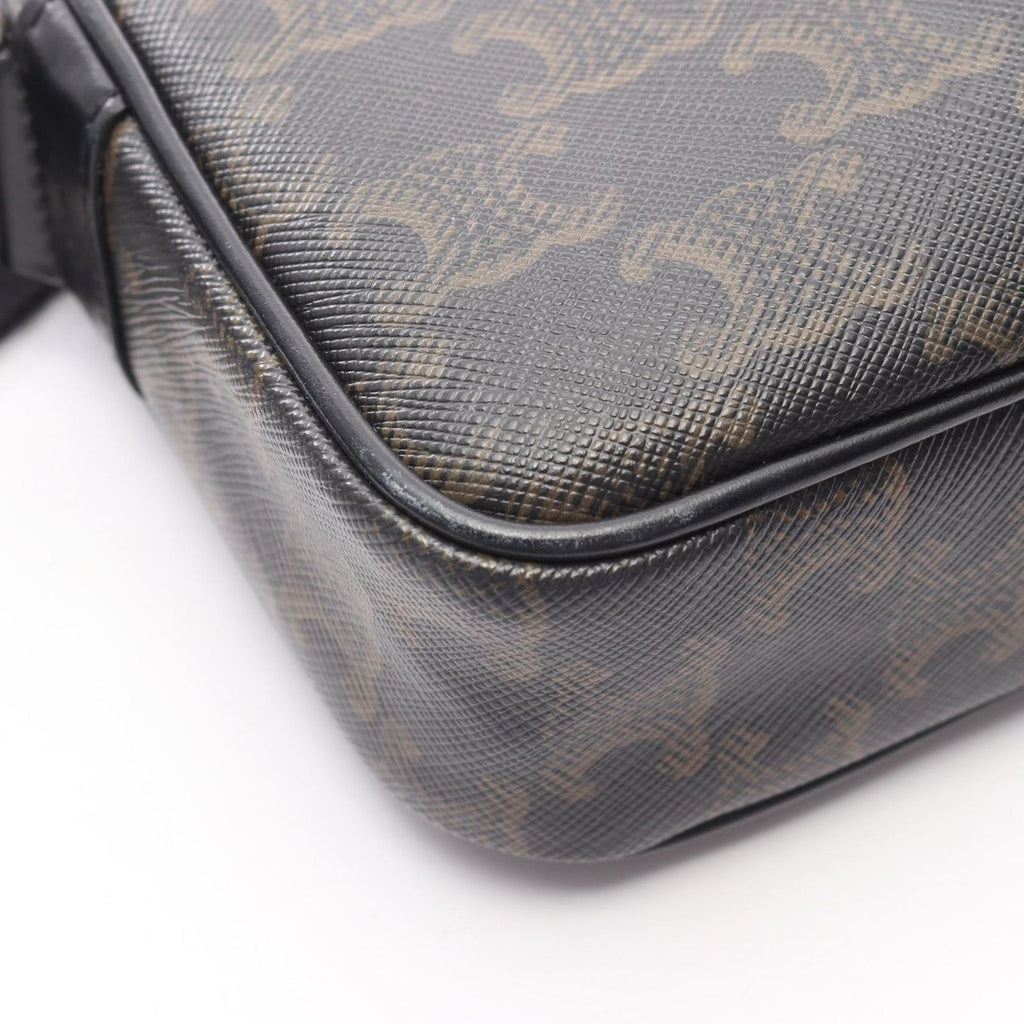 Celine Seri Shoulder Bag Triomphe Black Coating Ting Canvas Leather — view 7