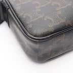 Celine Seri Shoulder Bag Triomphe Black Coating Ting Canvas Leather — view 7