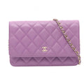 Chanel Shoulder Bag Quilted Purple Caviar Leather Chain Wallet