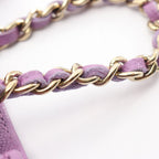Chanel Shoulder Bag Quilted Purple Caviar Leather Chain Wallet — view 9