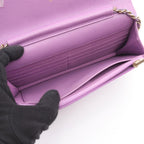 Chanel Shoulder Bag Quilted Purple Caviar Leather Chain Wallet — view 3