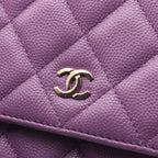 Chanel Shoulder Bag Quilted Purple Caviar Leather Chain Wallet — view 7