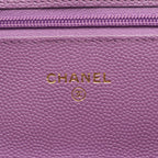 Chanel Shoulder Bag Quilted Purple Caviar Leather Chain Wallet — view 5