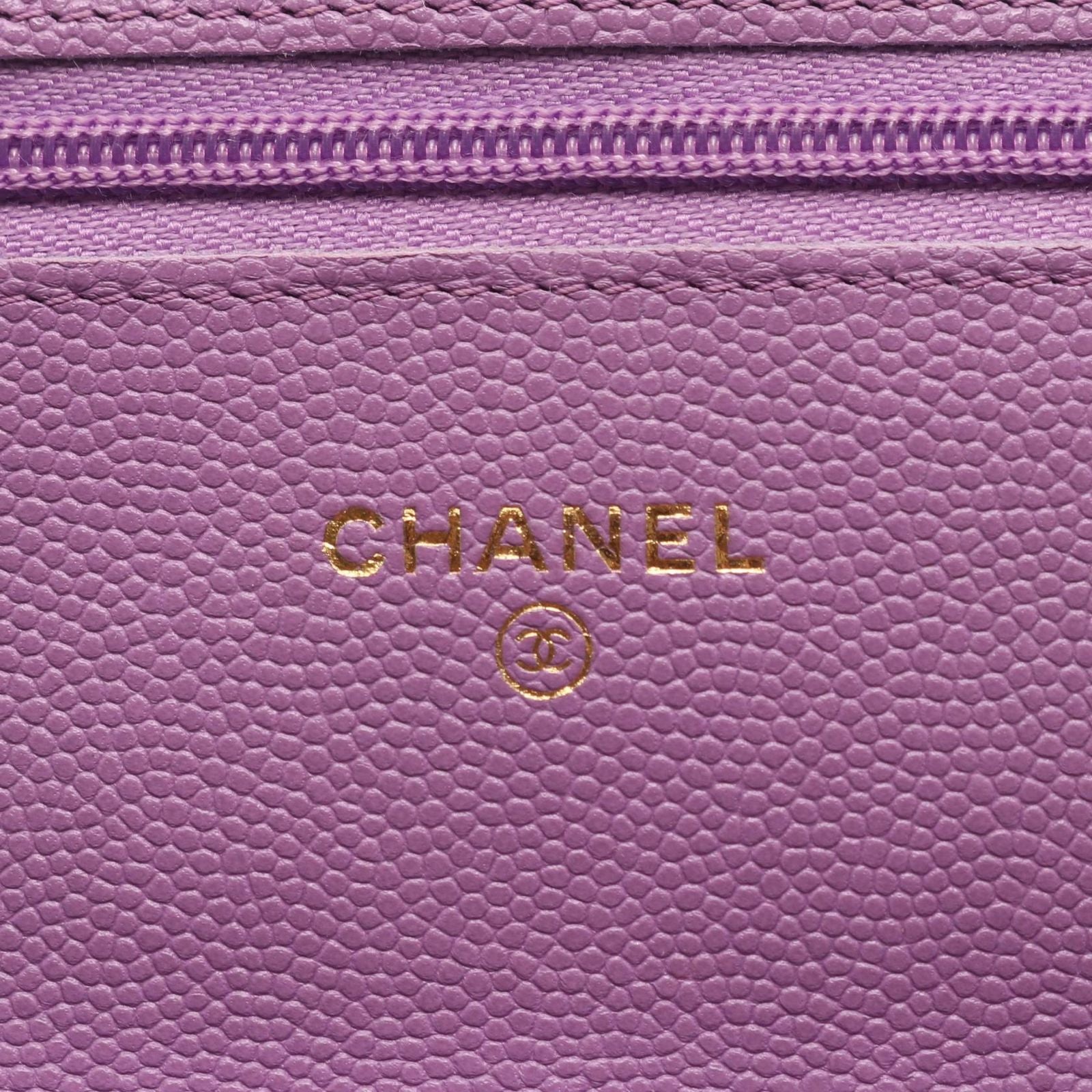 Chanel Shoulder Bag Quilted Purple Caviar Leather Chain Wallet — view 5