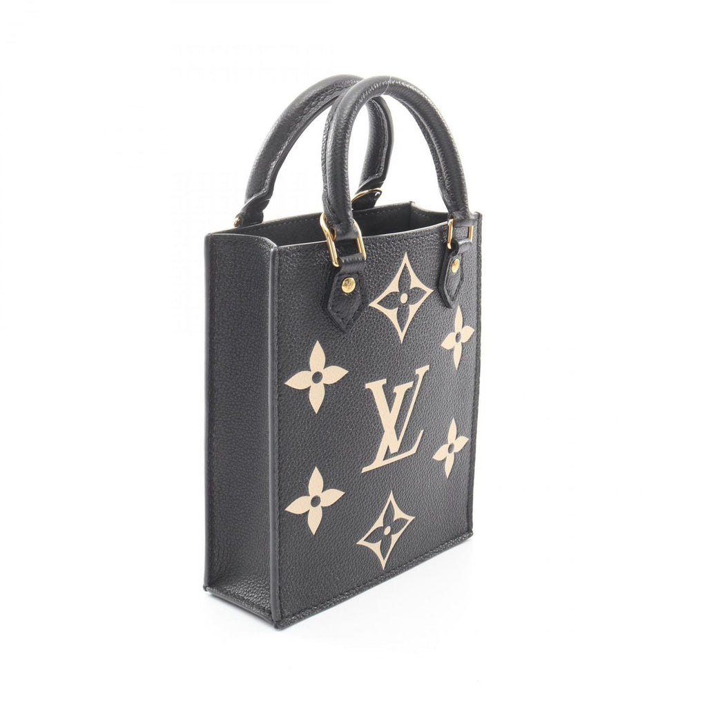Louis Vuitton Handbag Petite Sac Plat Bicolor Black Beige Leather — view 2