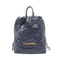 Chanel Backpack 22 Navy Leather 22 Quilted Chain