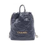 Chanel Backpack 22 Navy Leather 22 Quilted Chain