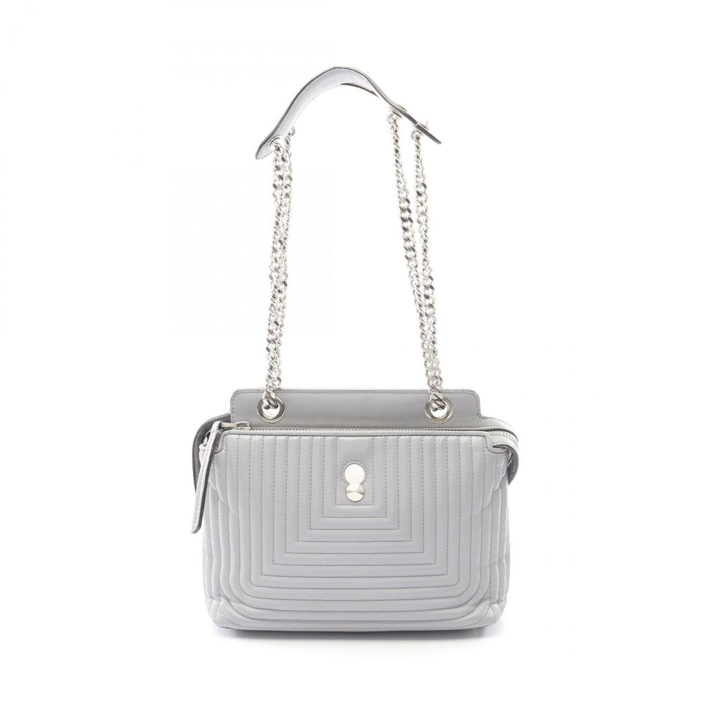 Fendi Shoulder Bag Dot Com Click Light Gray Leather Dot Com Chain