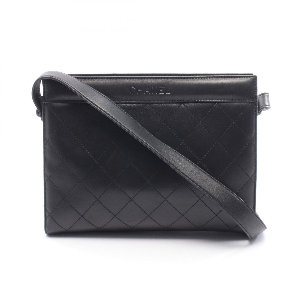 Chanel Shoulder Bag Quilted Black Leather