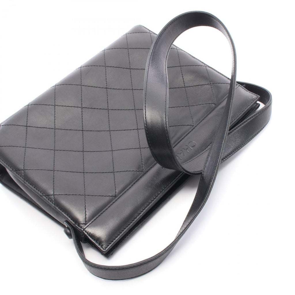 Chanel Shoulder Bag Quilted Black Leather — view 9