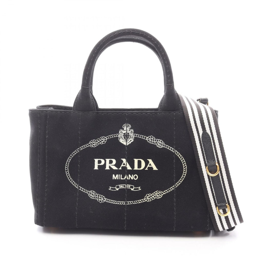 Prada Tote Canapa 2-Way Black Canvas