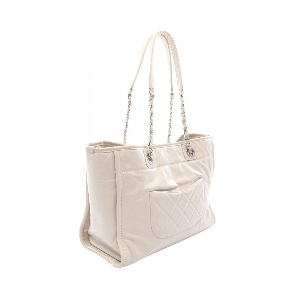 Chanel Tote Deauville Ivory Leather Chain MM — view 2