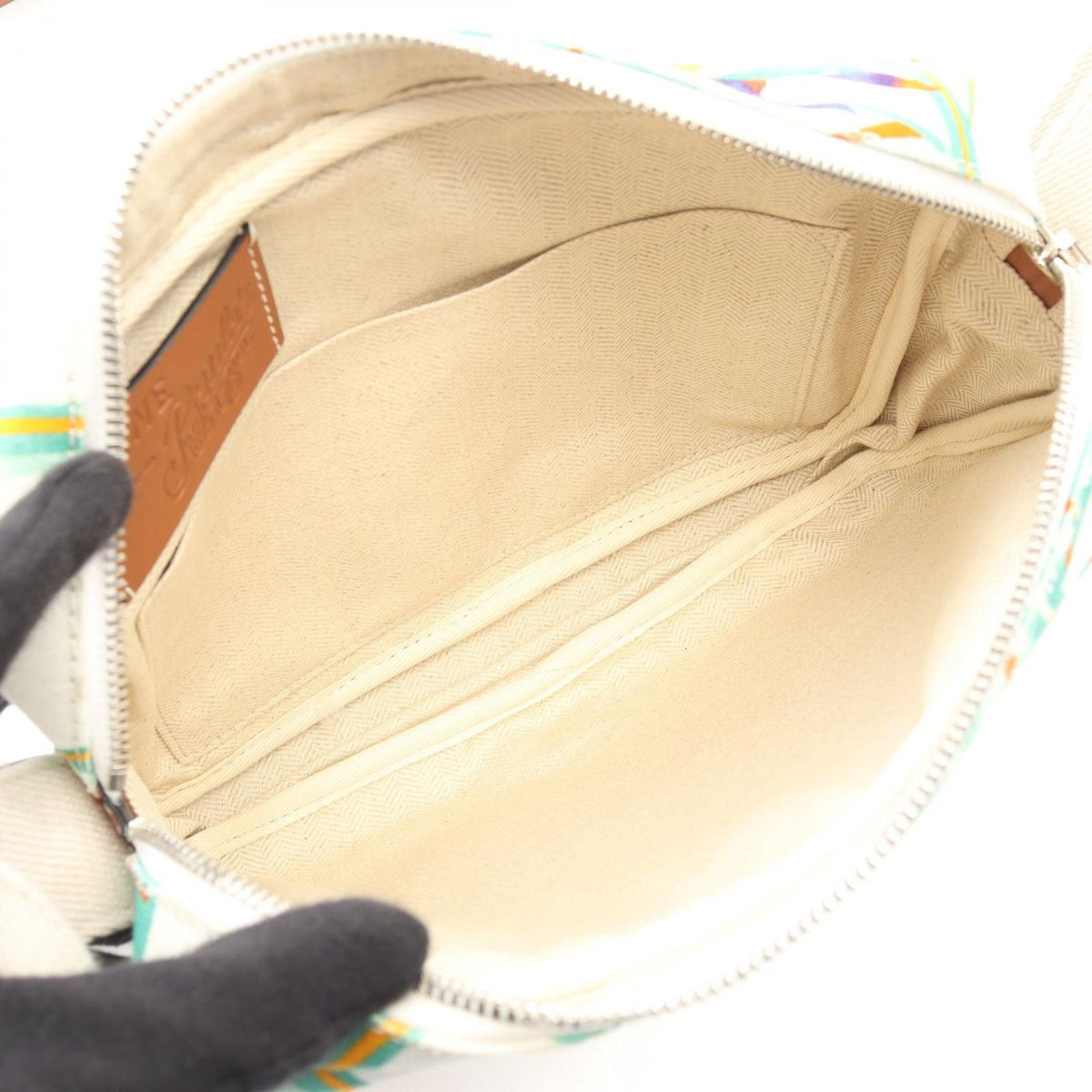 Loewe Shoulder Bag Paula's Ibiza Water Lily White Green Orange Canvas Leather — view 3