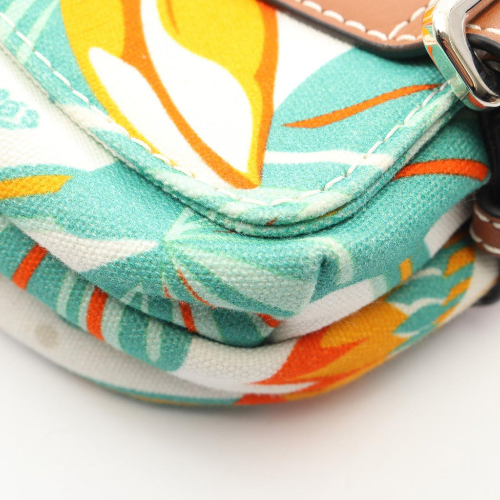 Loewe Shoulder Bag Paula's Ibiza Water Lily White Green Orange Canvas Leather — view 6