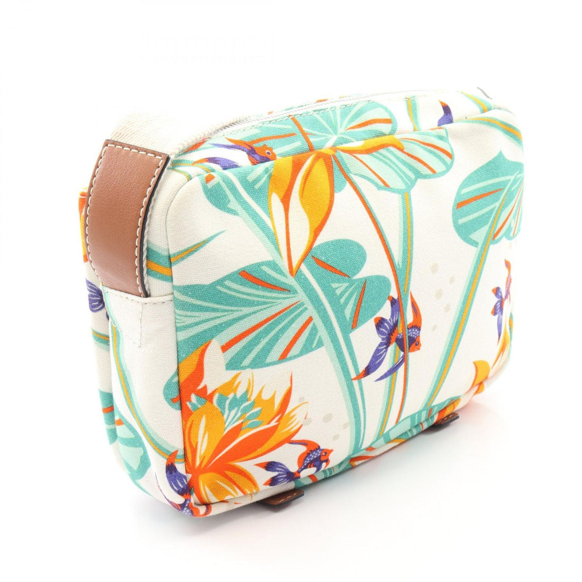 Loewe Shoulder Bag Paula's Ibiza Water Lily White Green Orange Canvas Leather — view 2