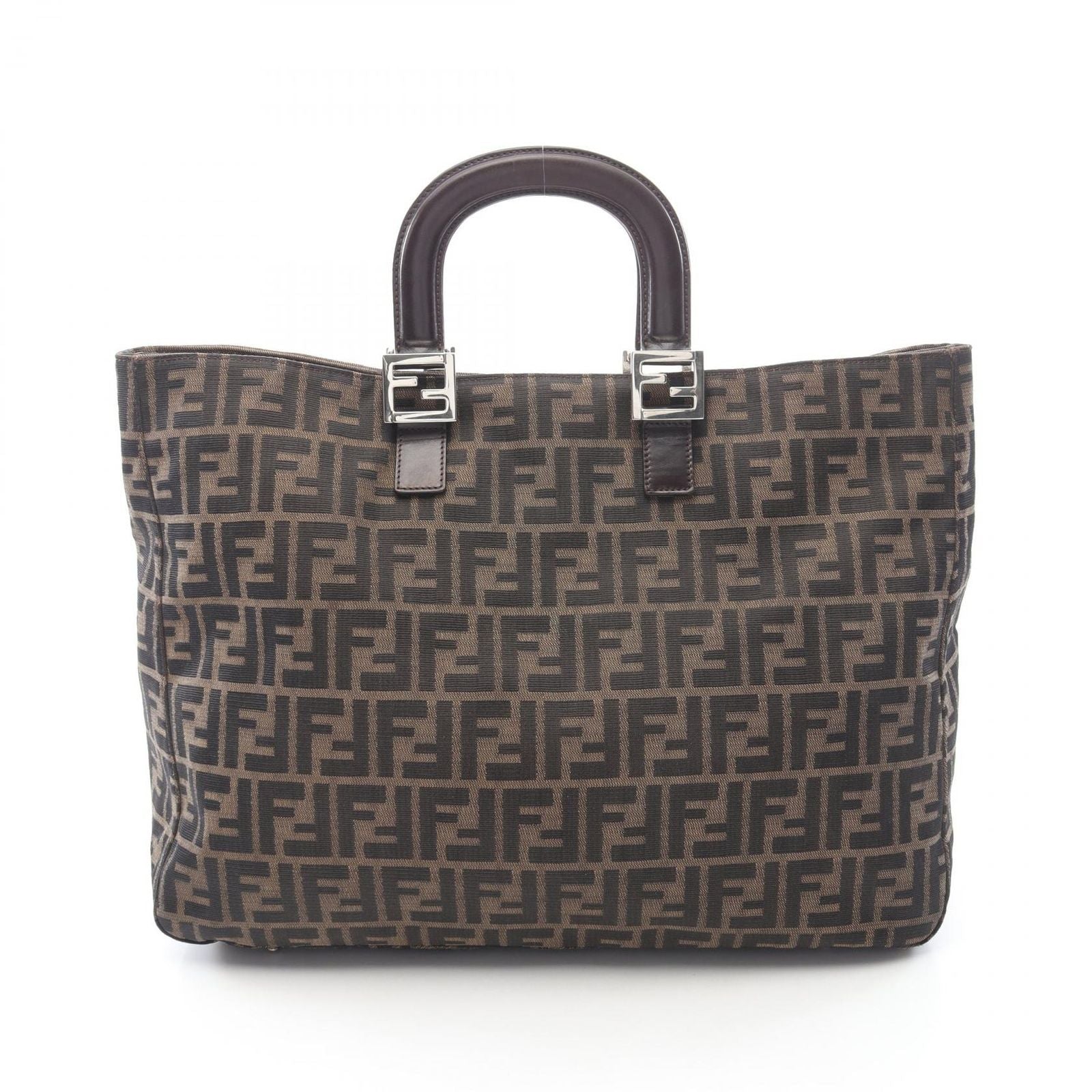 Fendi Tote Zucca Brown Canvas Leather