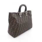 Fendi Tote Zucca Brown Canvas Leather — view 2
