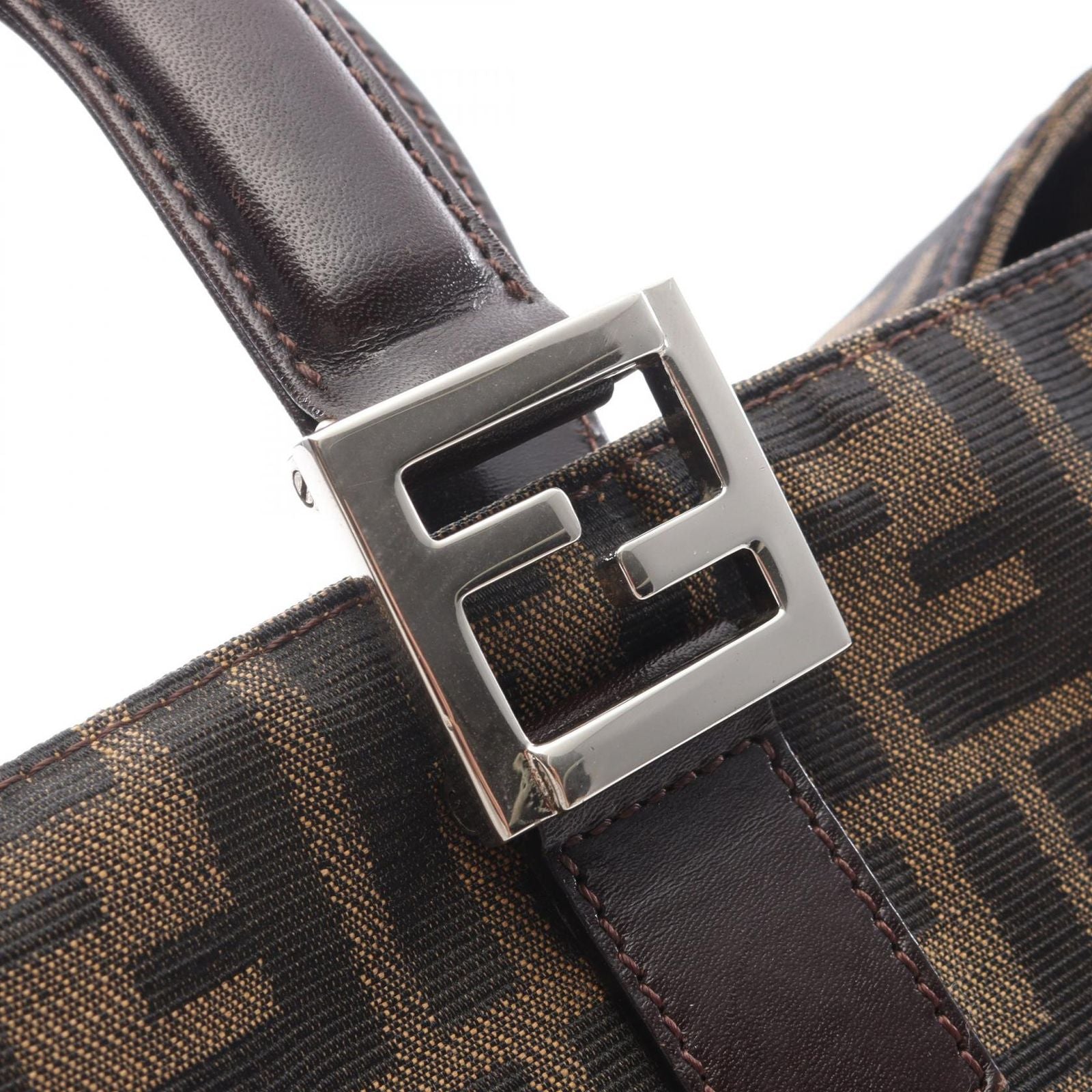 Fendi Tote Zucca Brown Canvas Leather — view 8