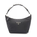 Prada Handbag Triangle Logo Pouch Black Nylon Leather