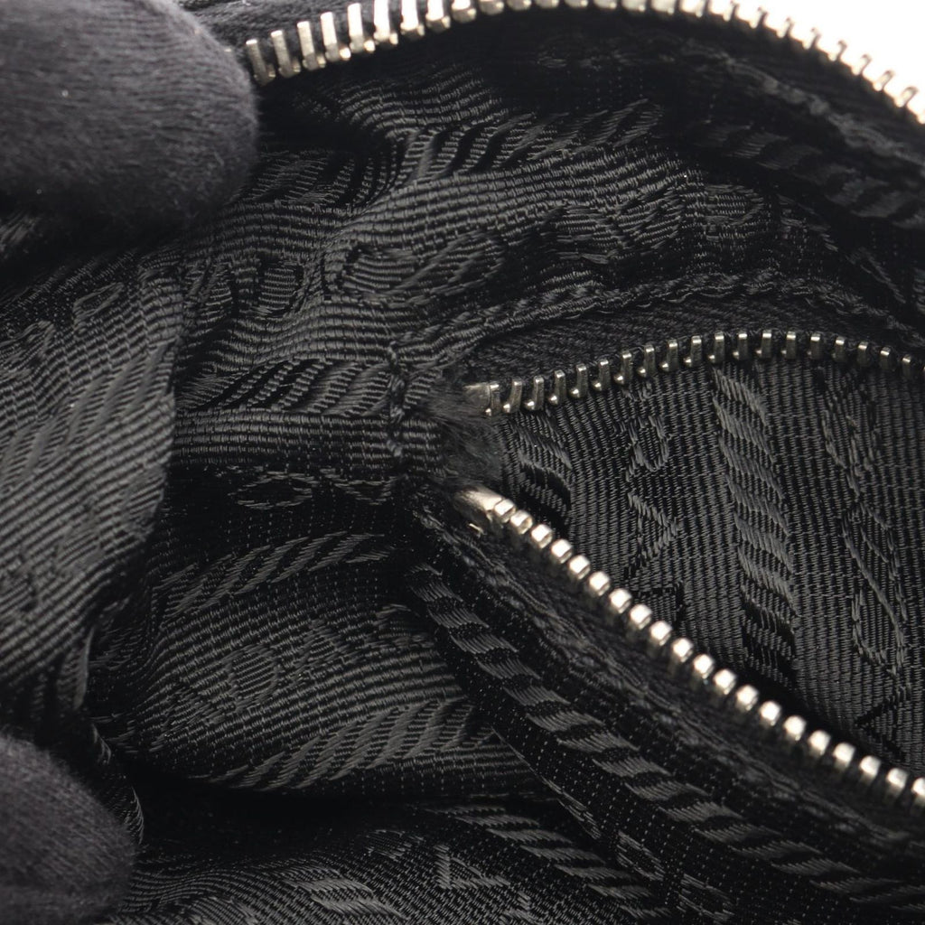 Prada Handbag Triangle Logo Pouch Black Nylon Leather — view 9