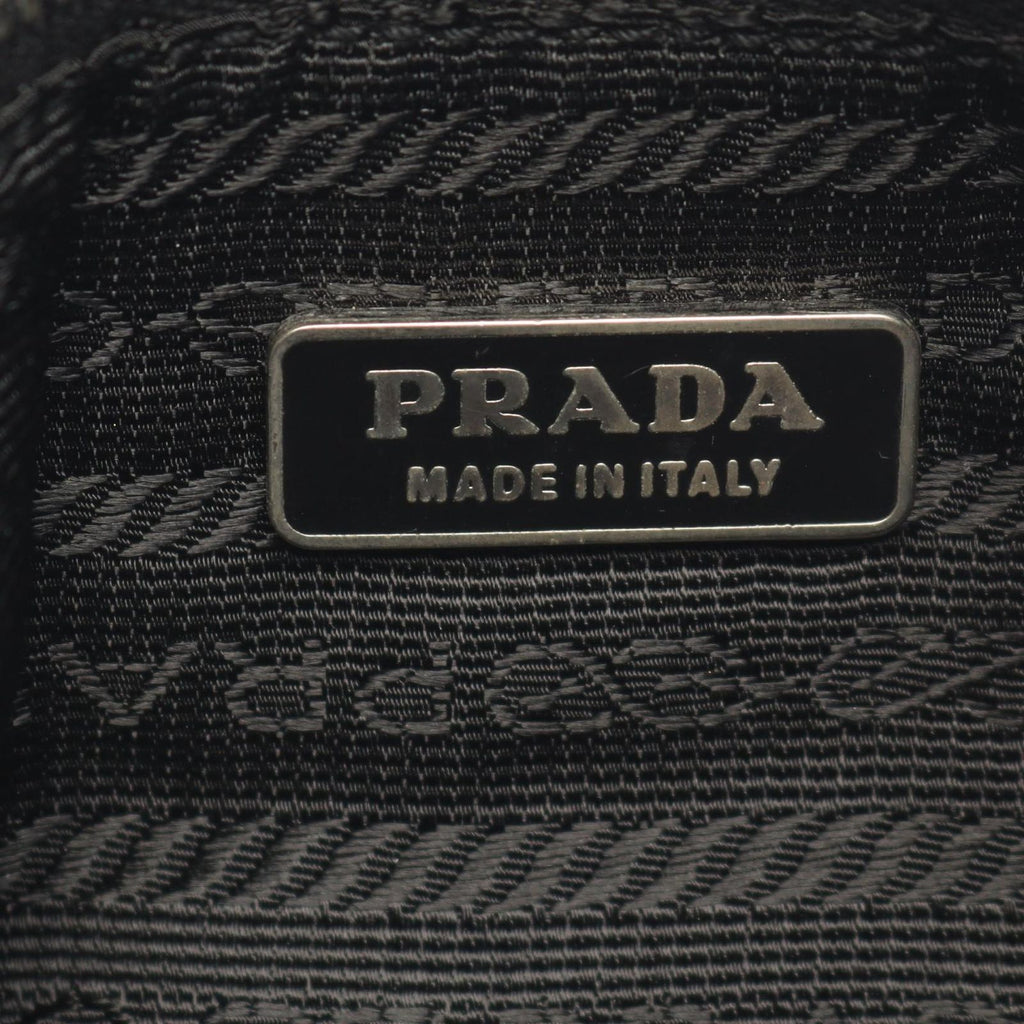 Prada Handbag Triangle Logo Pouch Black Nylon Leather — view 4