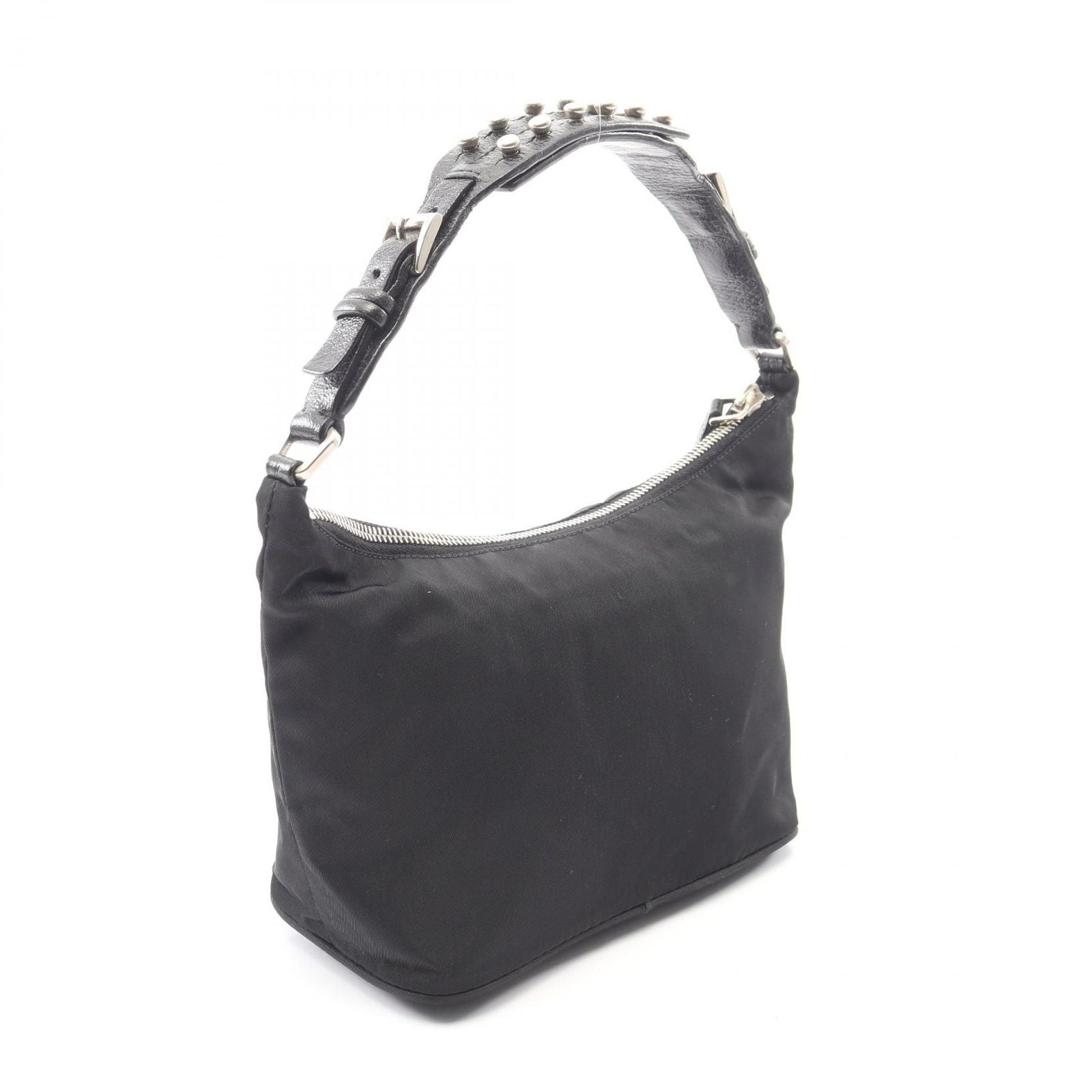 Prada Handbag Triangle Logo Pouch Black Nylon Leather — view 2