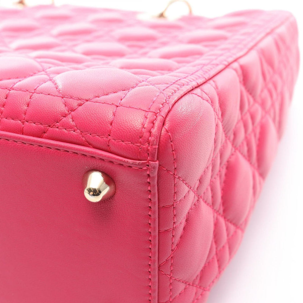 Dior Handbag Lady Dior Large Cannage 2-Way Pink Leather Lady Dior Tote — view 7
