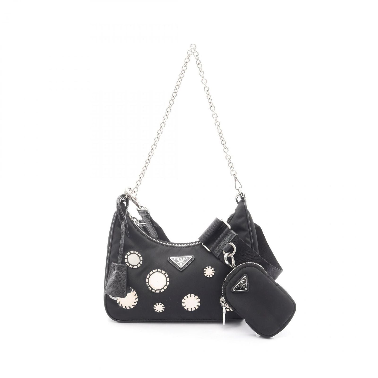 Prada Shoulder Bag Edition Black Nylon Saffiano Leather Mirror Taste