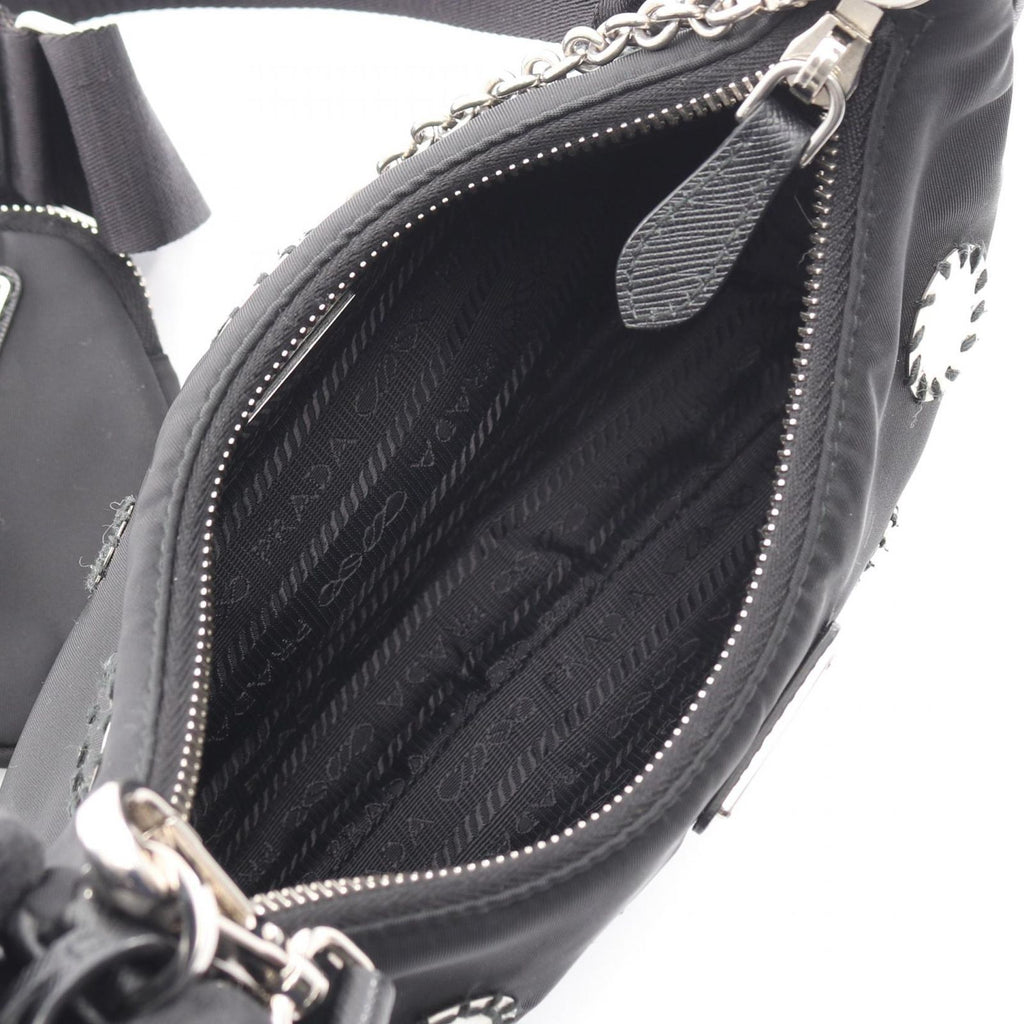 Prada Shoulder Bag Edition Black Nylon Saffiano Leather Mirror Taste — view 3