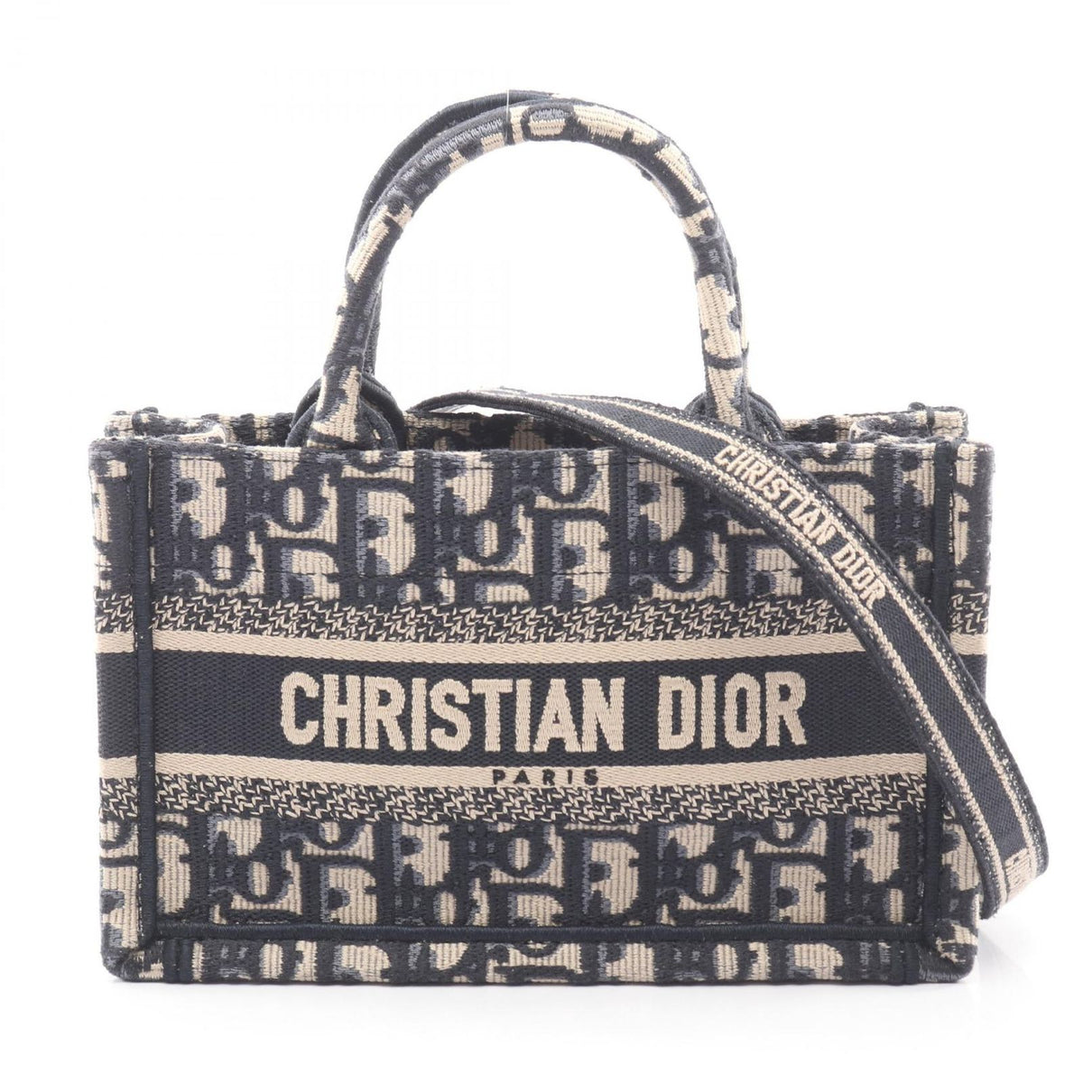 Dior Tote Book Mini Oak 2-Way Navy Canvas