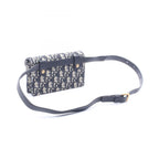 Dior Waist Bag Saddle Oblique Beige Navy Canvas Leather — view 2