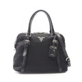 Prada Tote Tessuto Soft Calf 2-Way Black Canvas Leather Handbag
