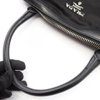 Prada Tote Tessuto Soft Calf 2-Way Black Canvas Leather Handbag — view 5