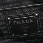 Prada Tote Tessuto Soft Calf 2-Way Black Canvas Leather Handbag — view 4
