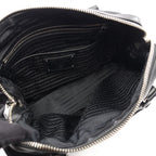 Prada Tote Tessuto Soft Calf 2-Way Black Canvas Leather Handbag — view 3