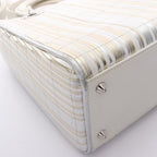 Dior Handbag Lady Dior 2-Way White Gold Silver Leather Tote — view 9