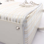 Dior Handbag Lady Dior 2-Way White Gold Silver Leather Tote — view 7
