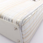 Dior Handbag Lady Dior 2-Way White Gold Silver Leather Tote — view 8