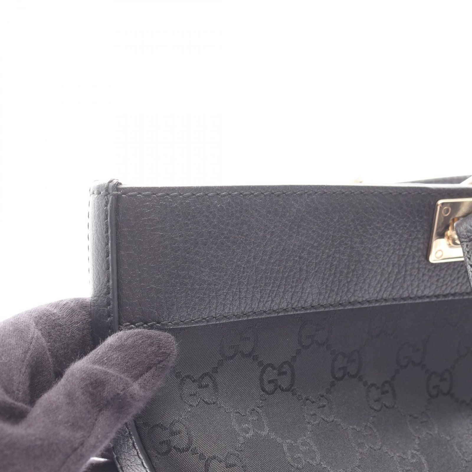 Gucci Tote GG Pattern Black Nylon Leather — view 8