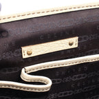 Celine Handbag Boogie Bag with Charm Brown Ivory Canvas Leather — view 4
