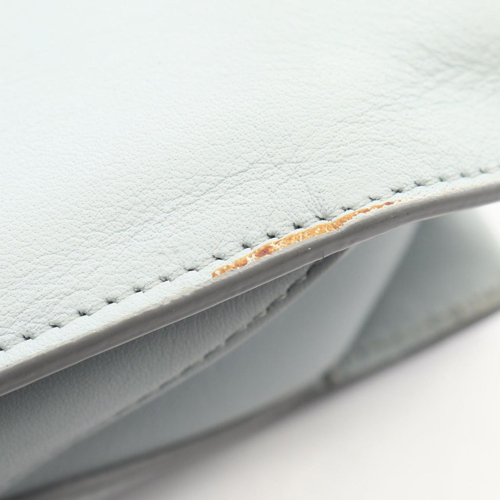 Celine Shoulder Bag Trifold Light Blue Leather Clutch on Chain — view 7