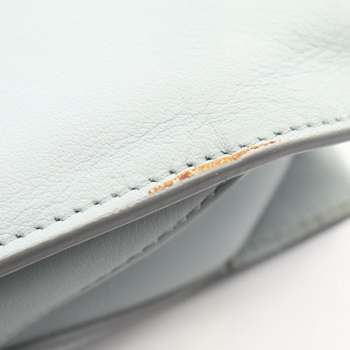 Celine Shoulder Bag Trifold Light Blue Leather Clutch on Chain — view 7