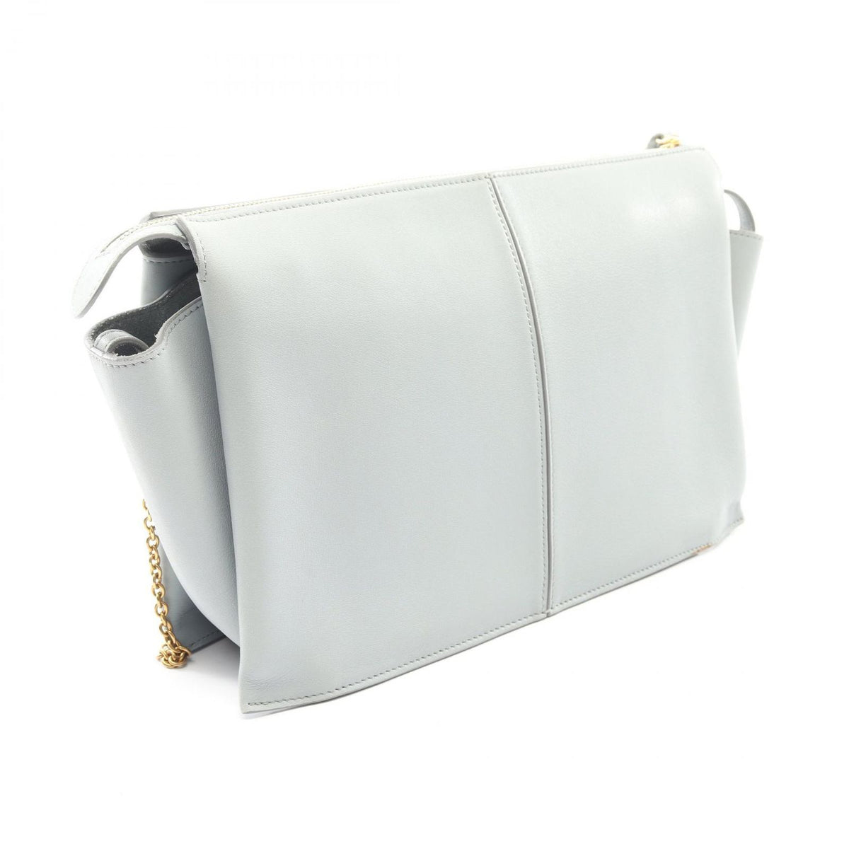 Celine Shoulder Bag Trifold Light Blue Leather Clutch on Chain — view 2